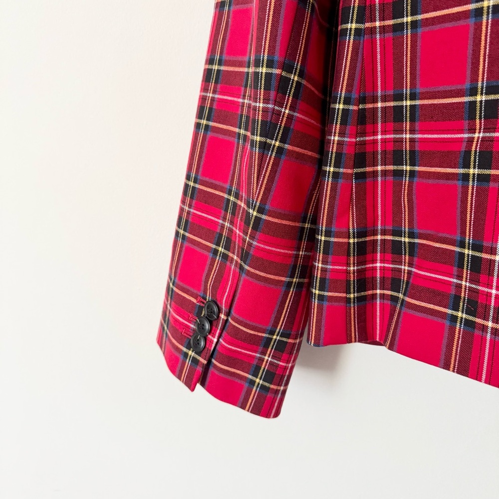 NWT J.Crew Red Tartan Plaid Blazer Jacket Structured Stretch Size 12 - Picture 10 of 11